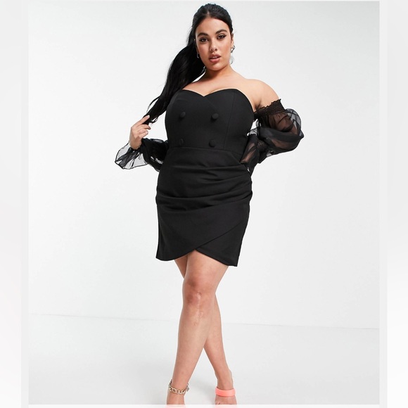 ASOS Curve Lavish Alice dress size 12 black - Picture 4 of 11
